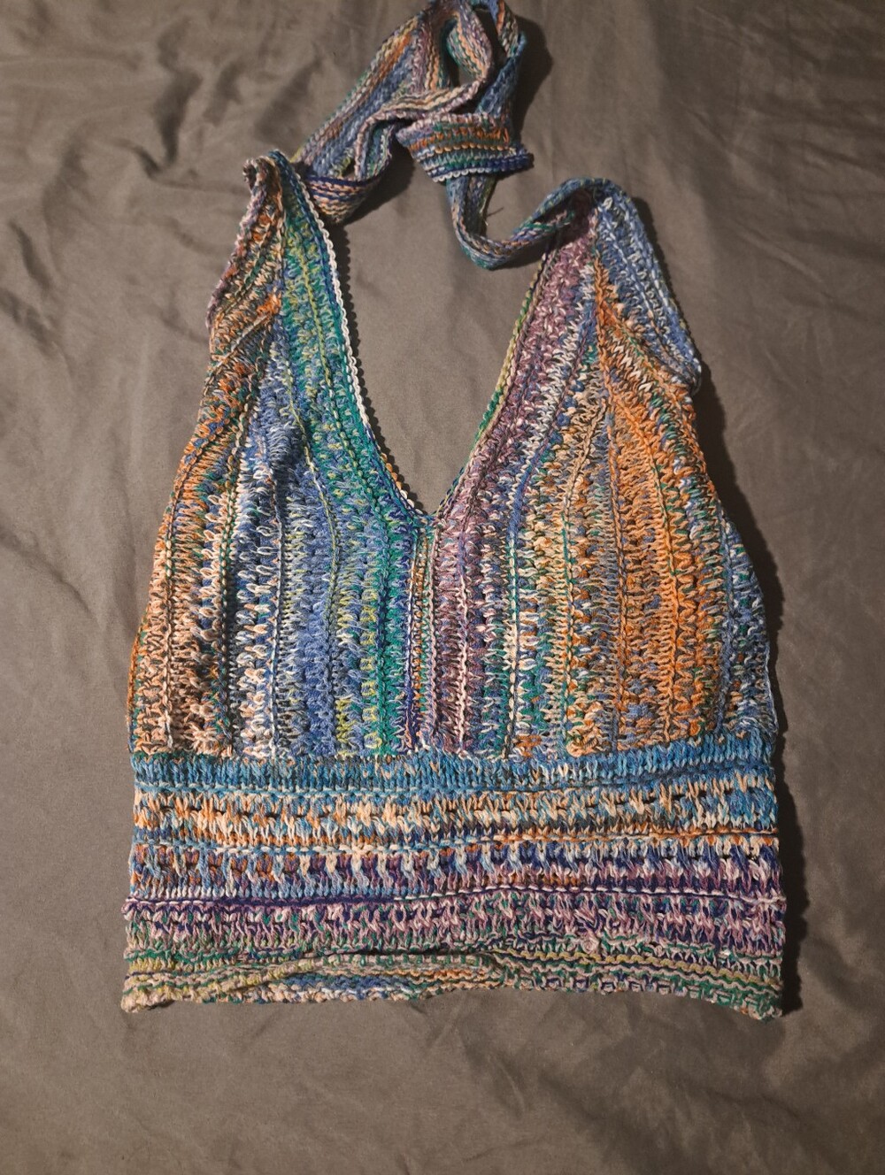 Multicolor Crochet Halter  Top